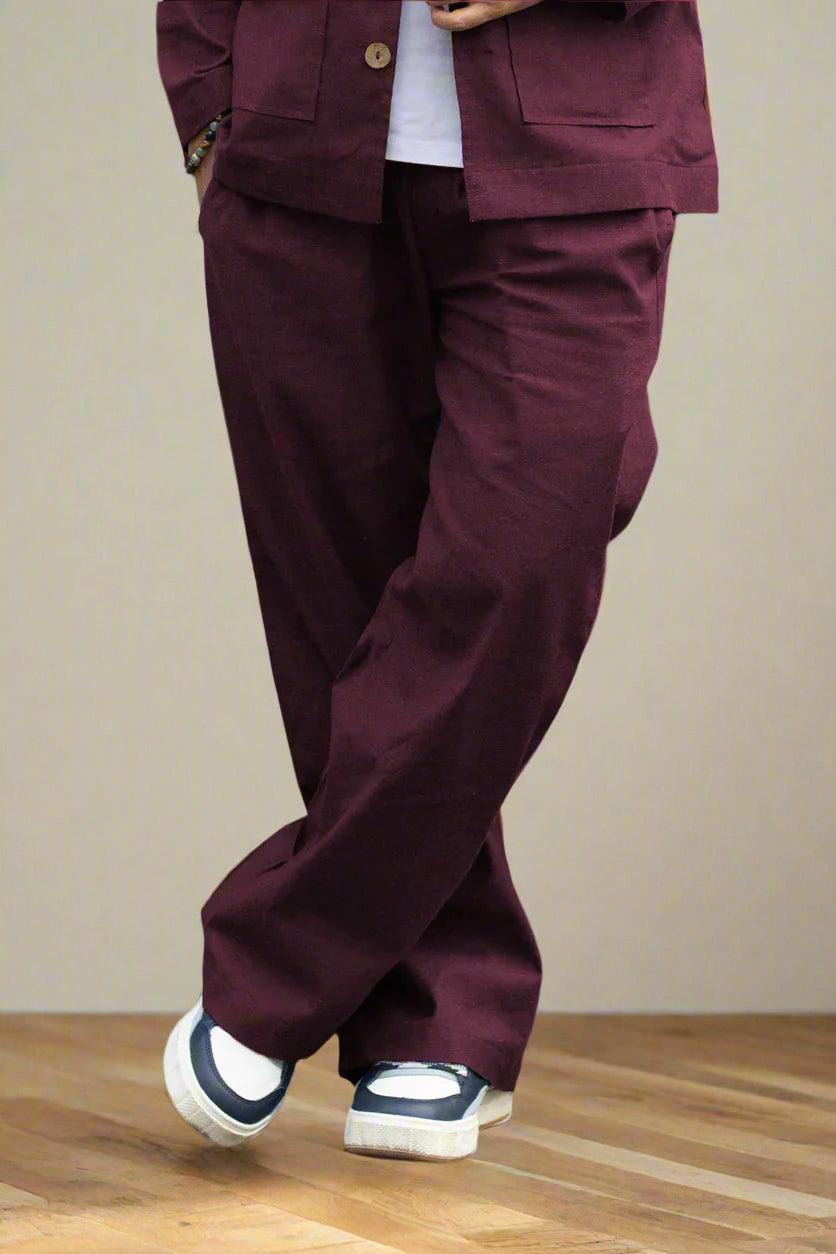 Wine Cotton Pajama - Nirmal Online