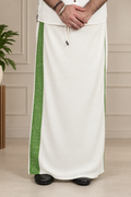 Men White Colour with Moss Green Stripe PajamaLungi