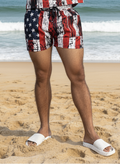 star and stripe print beach sleeveless co-ord set for men