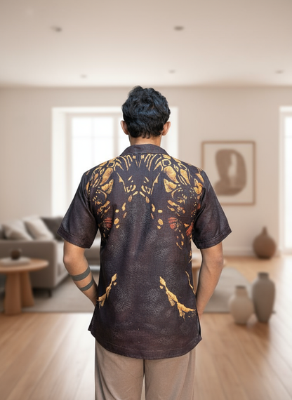 Dark coffee color lion face print kurta for men's