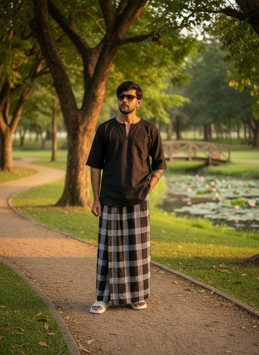 Black halfsleeve kurta for men