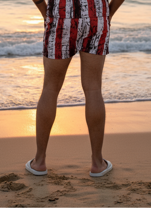 Star and Stripe Print Beach Shorts for Men