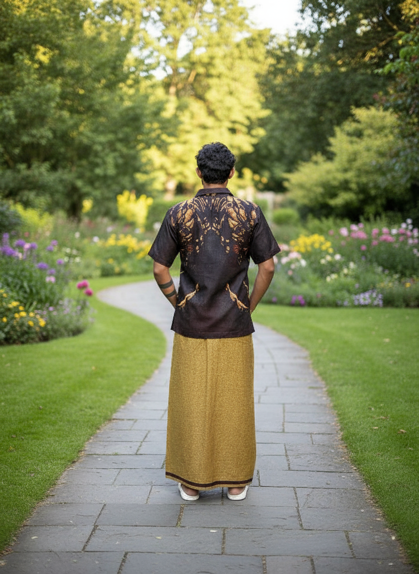 Mustard brown with Dark brown stripes pajamalungi for men's