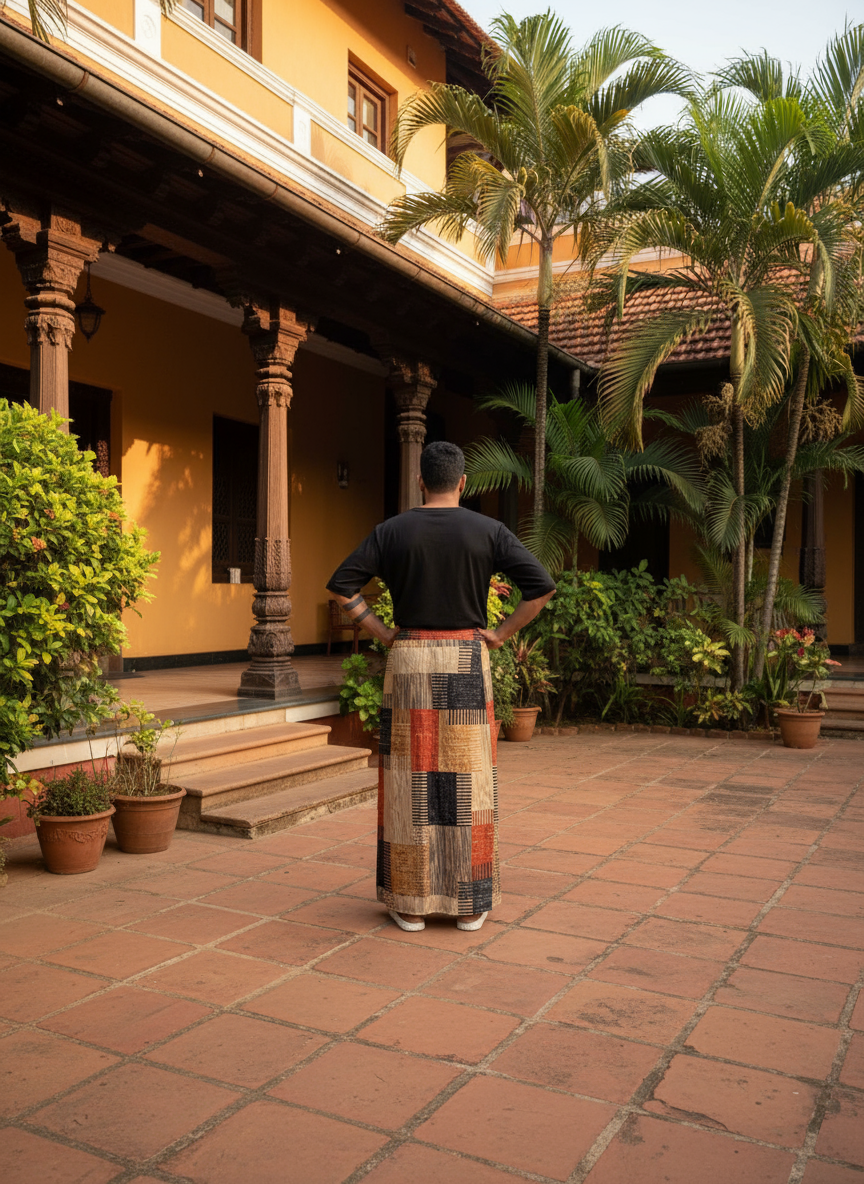 Geomentric square pattern design pajamalungi for men