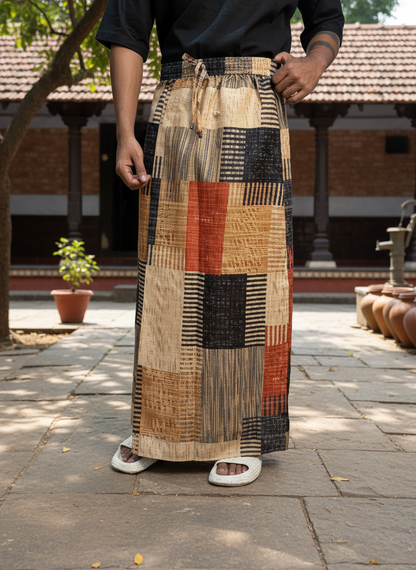 Geomentric square pattern design pajamalungi for men's