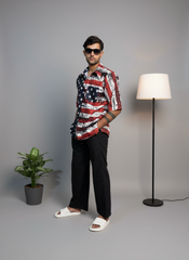 American Star & Stripe Flag Print Shirt and Pant- Men’s Summer Wear