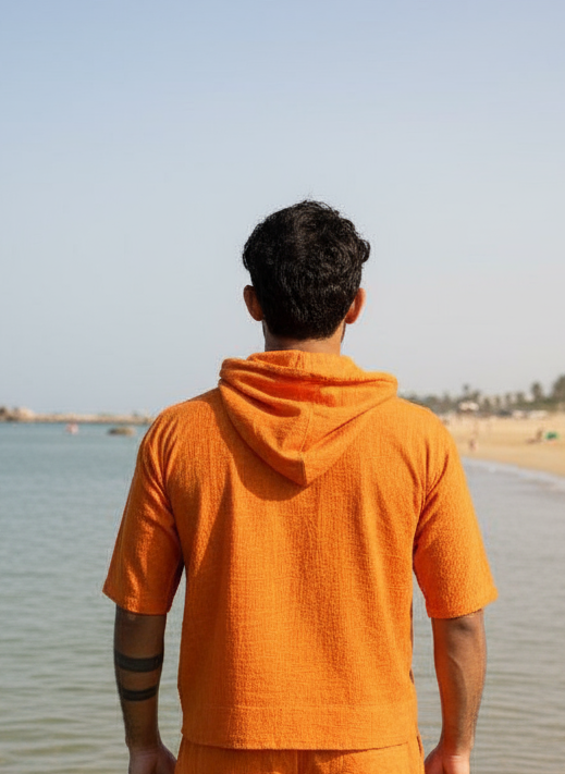 Bright Orange Beach Hoodie for Men – Limited Edition