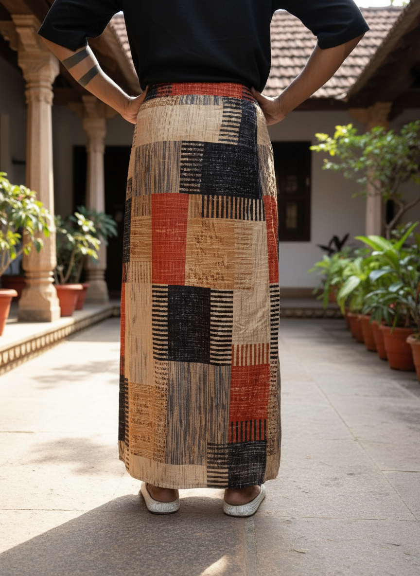 Geomentric square pattern design pajamalungi for men