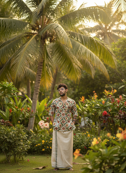 Colorful multicolor flower kurta for men's