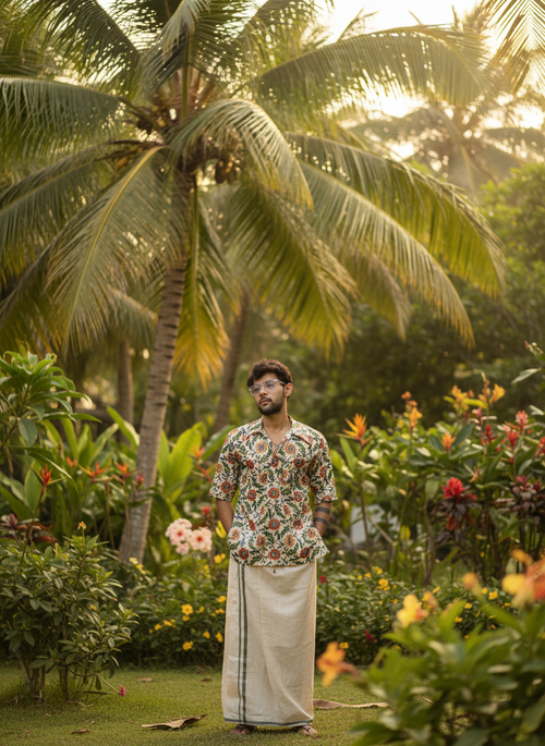 Colorful multicolor flower kurta for men