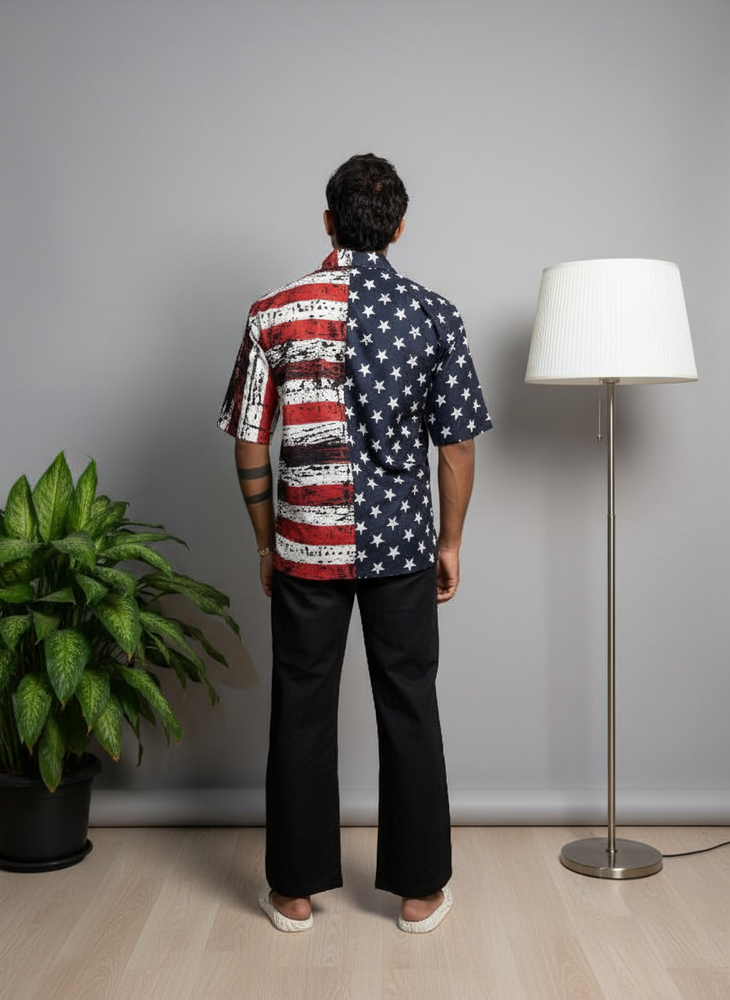
                      
                        American Star & Stripe Flag Print Shirt and Pant- Men’s Summer Wear
                      
                    