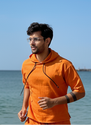 Bright Orange Beach Hoodie for Men – Limited Edition