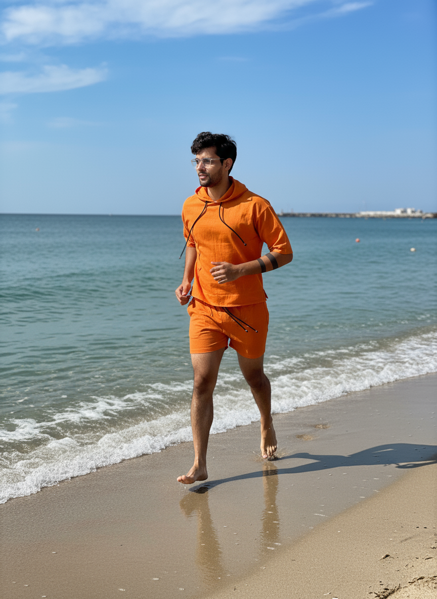 Bright Orange Beach Hoodie for Men – Limited Edition