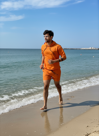 Bright Orange Beach Hoodie for Men – Limited Edition