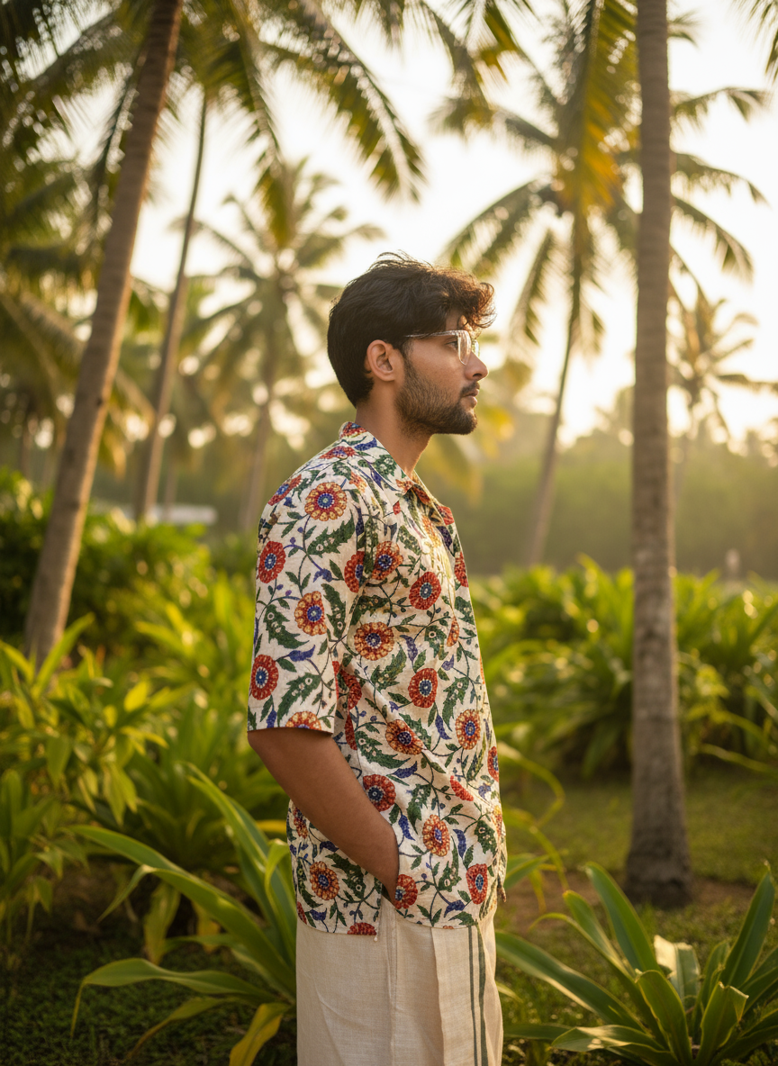 Colorful multicolor flower kurta for men