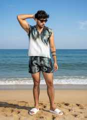 Geometric Print Beach Co-rd Set - Sleevless