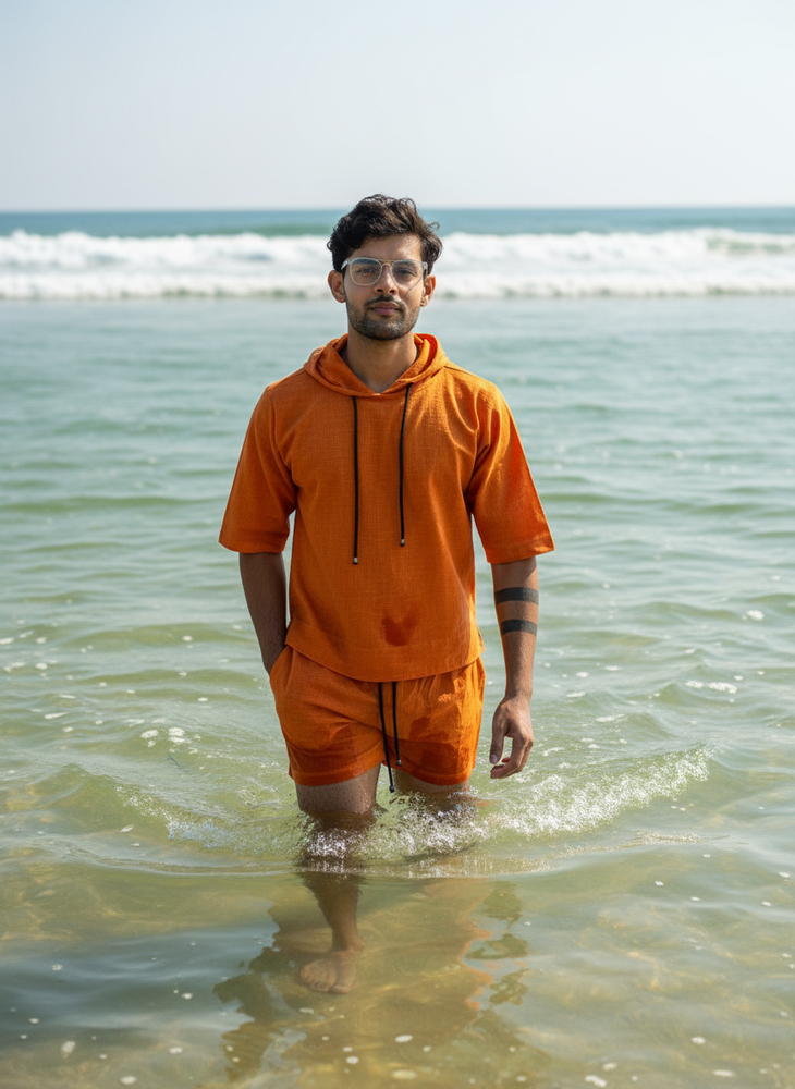 
                      
                        Bright Orange Beach Hoodie Co-ord Set for Men – Limited Edition
                      
                    