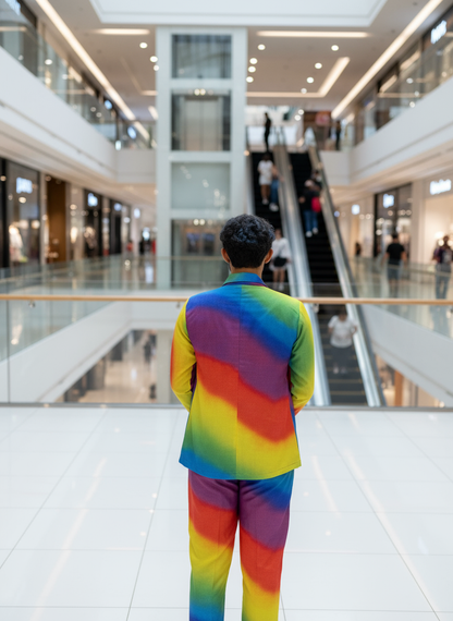 Rainbow Multicolor Digital print Blazer  For Men