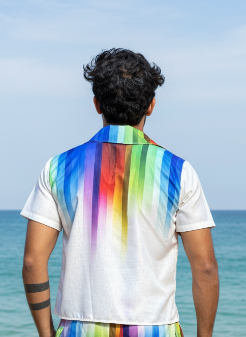 Rainbow Striped Hoodie Beach for Men