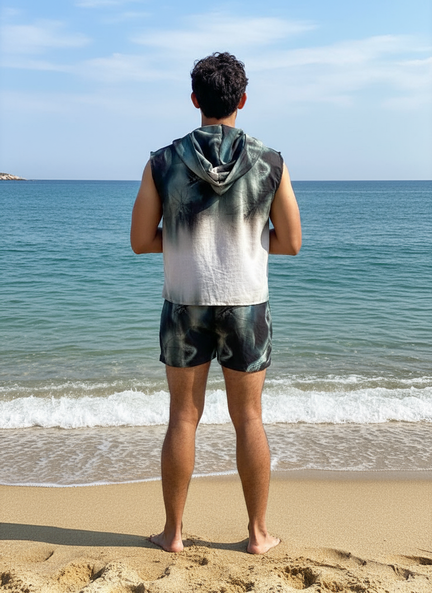 Geometric Print Beach Shorts for Men