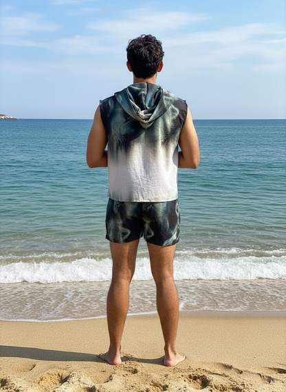 Geometric Print Beach Shorts for Men