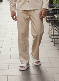 Men’s Casual Beige Blazer and Pajama Pant Set 