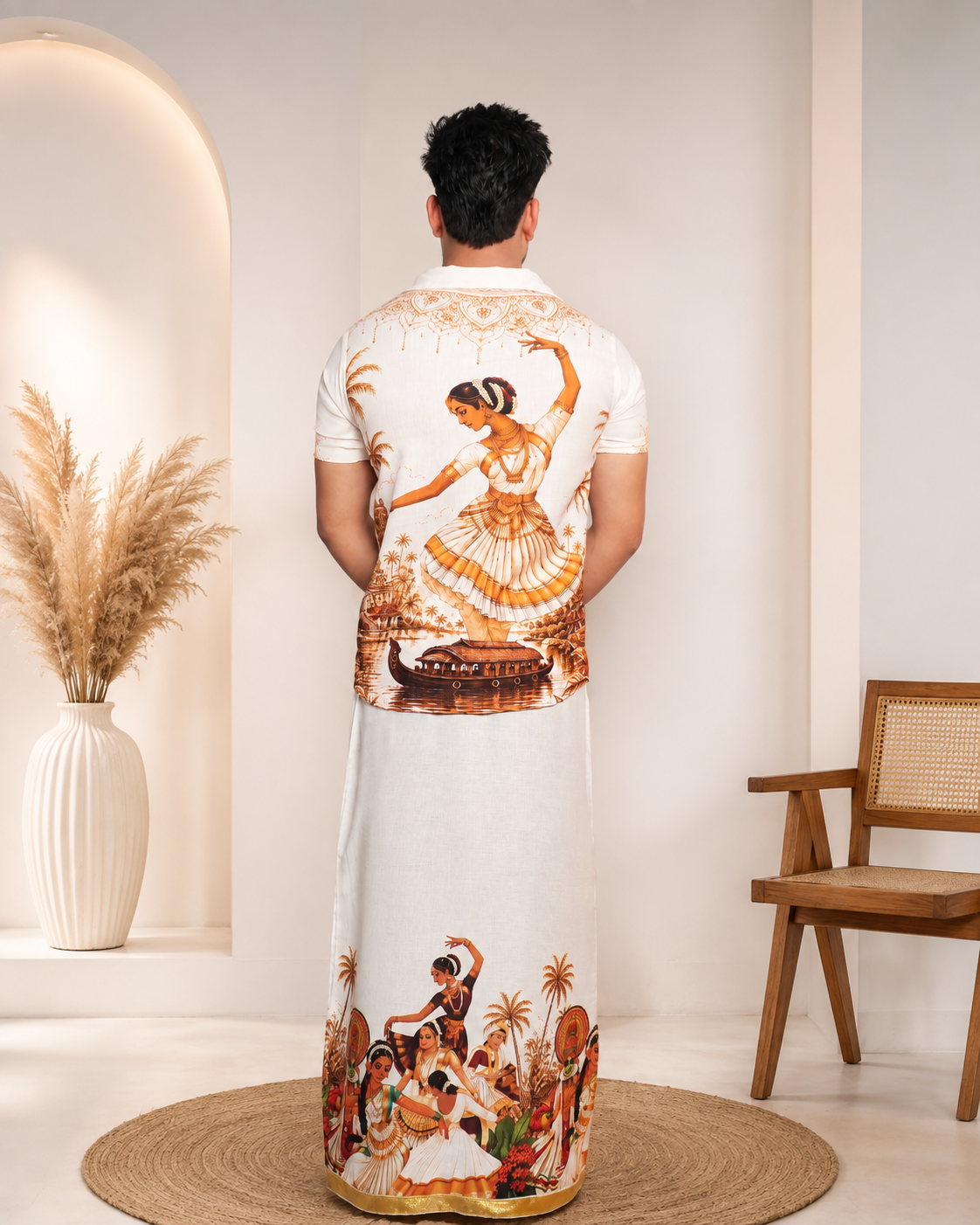 Kerala Heritage Printed men's Shirt luxury linen