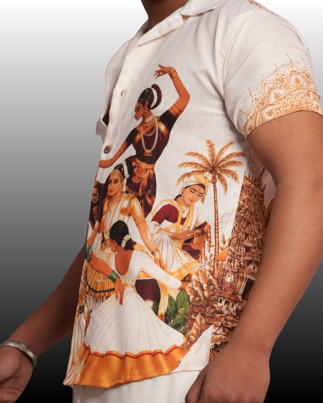 Kerala Heritage Printed men's Shirt luxury linen