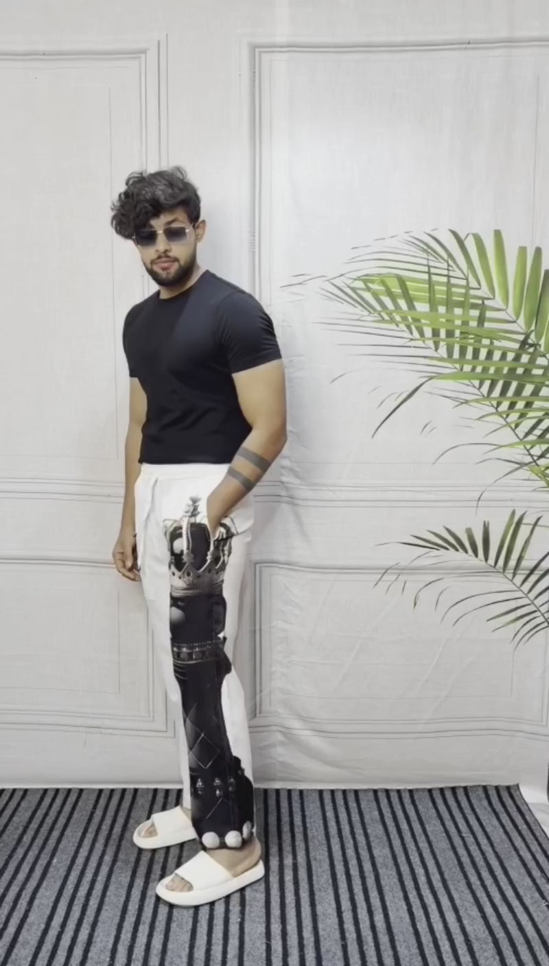 Men White Checkmate Pajama