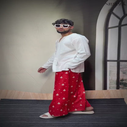 Men Red Christmas-Tree Paten Pajmalungi