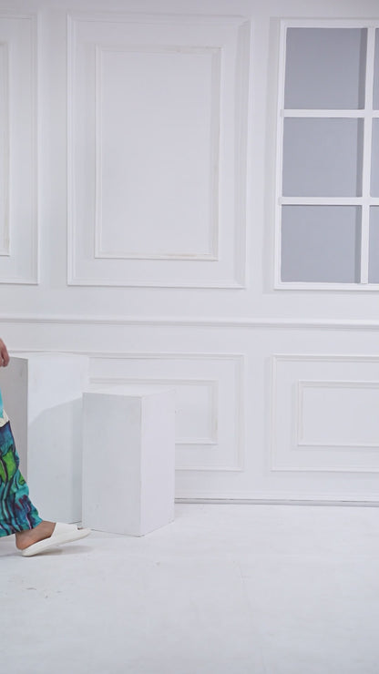 Blue Serenity Lotus Print Pajamalungi