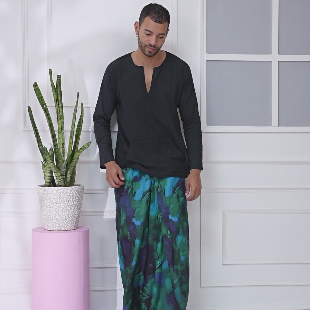 
                      
                        Load and play video in Gallery viewer, Abstract Aqua Kurta Pajamalungi Set
                      
                    