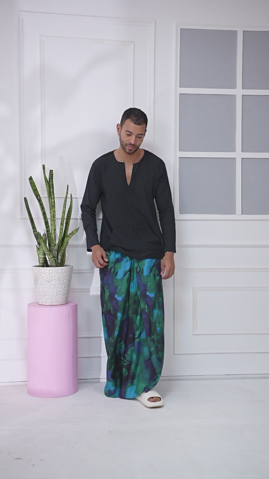 Abstract Aqua Kurta Pajamalungi Set