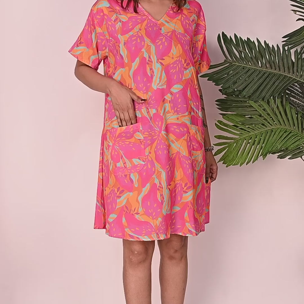 
                      
                        Load and play video in Gallery viewer, Premium Quality Digital Printed Tunic for Women in Pink Colour
                      
                    