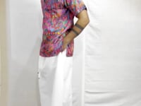Men's White Pajamalungi with Matching Abstract Stripe