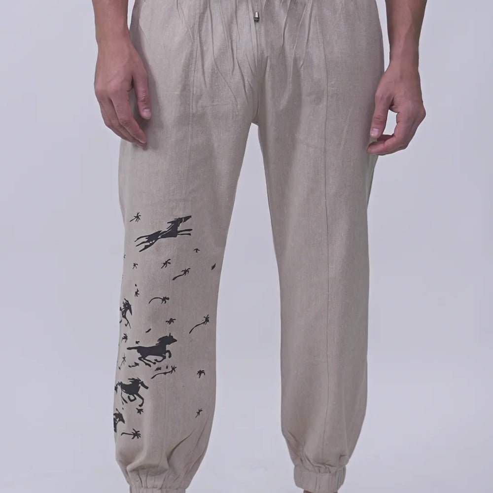 
                      
                        Load and play video in Gallery viewer, Beige Horse Print Pajama
                      
                    