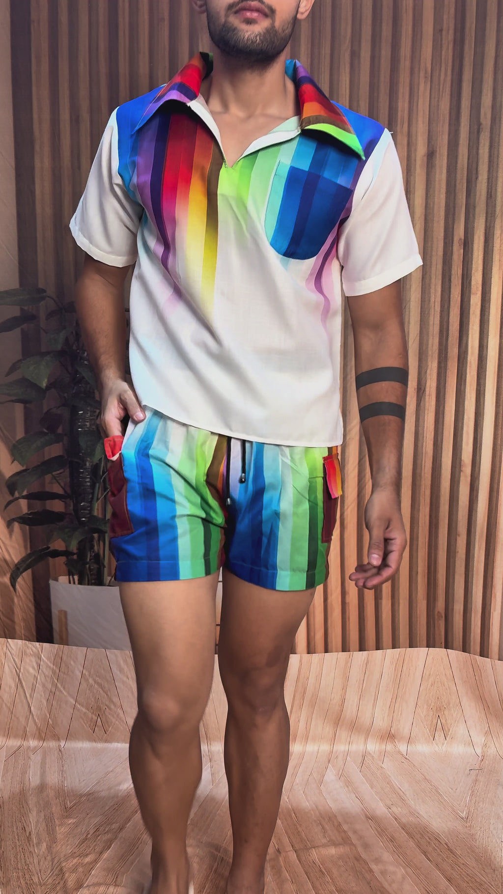 Rainbow Striped Shorts Beach for Men