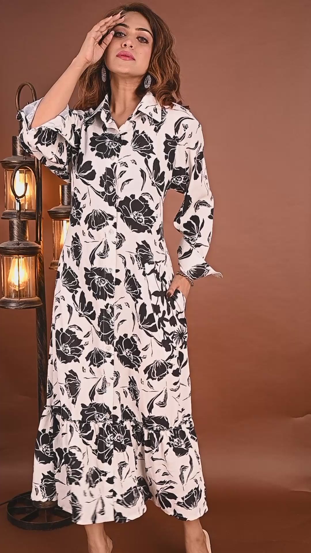 Premium Quality Digital Printed Tunic Dress for Women in Black & White Colour