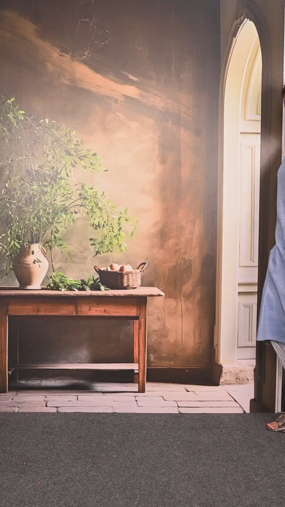 Light Green Straight Kurta with Striped Palazzo Pants