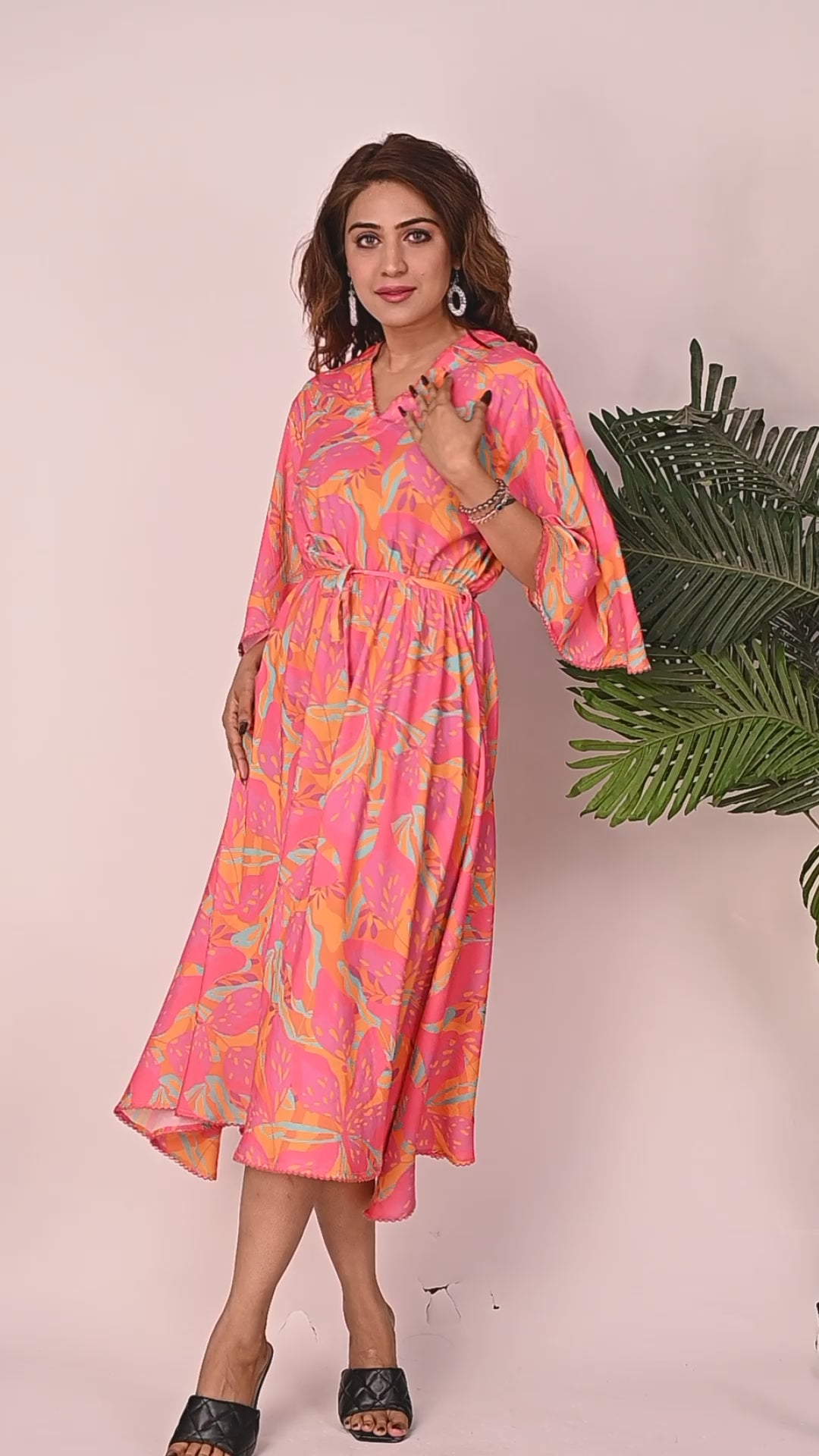 Premium Quality Digital Printed Tunic Dress for Women in Pink Colour Plus Size