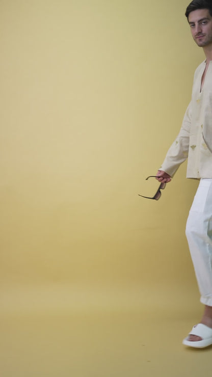 Honey Bee Off Shoulder Loose Cotton Kurta