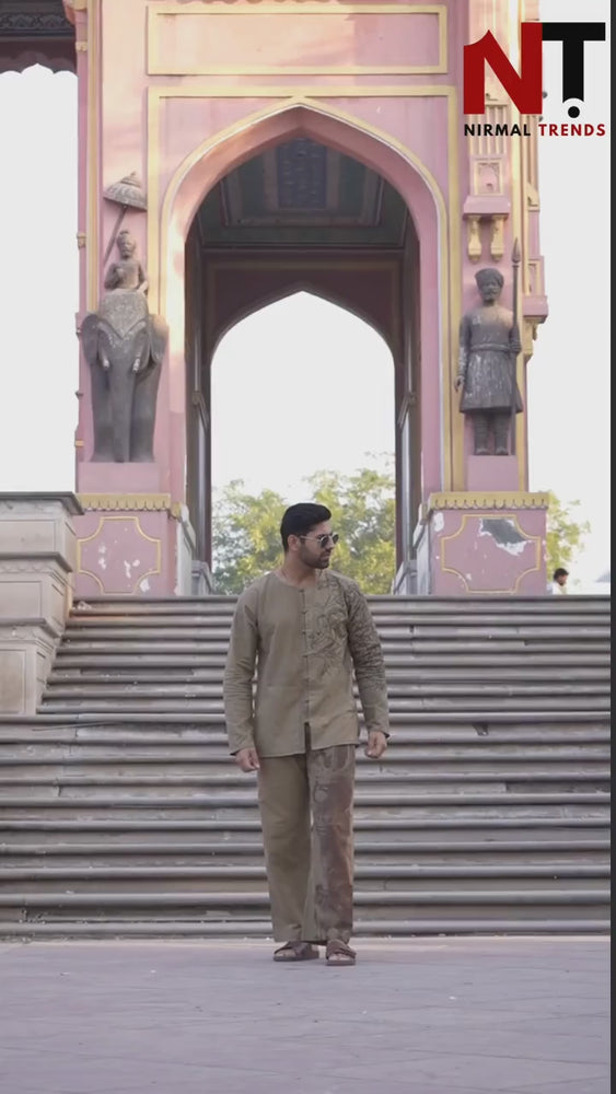 
                      
                        Load and play video in Gallery viewer, Brown Royal Cotton Kurta &amp;amp; Pajama Set
                      
                    