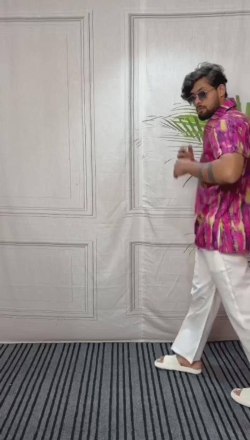 Men Marble Effect Abstract Print Shirt-Collar Kurta