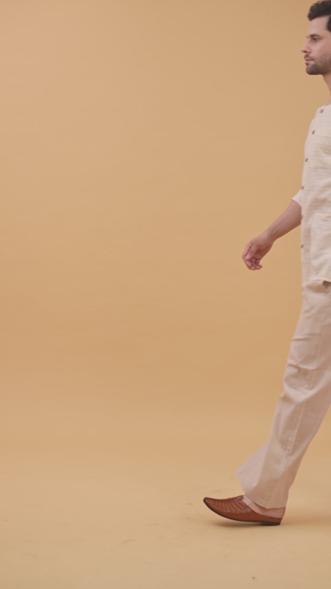 Men Cream line touch cotton Pajama