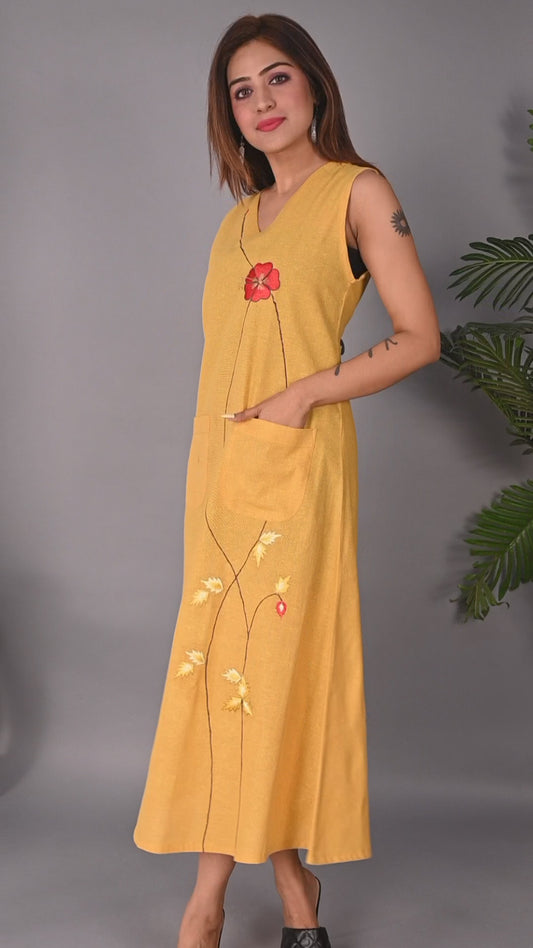Mustard Yellow Sunlit Blossom Dress