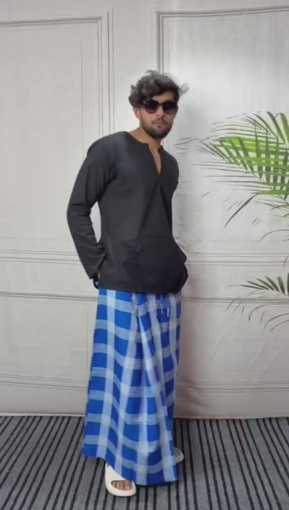 Men Checked Blue Pajamalungi