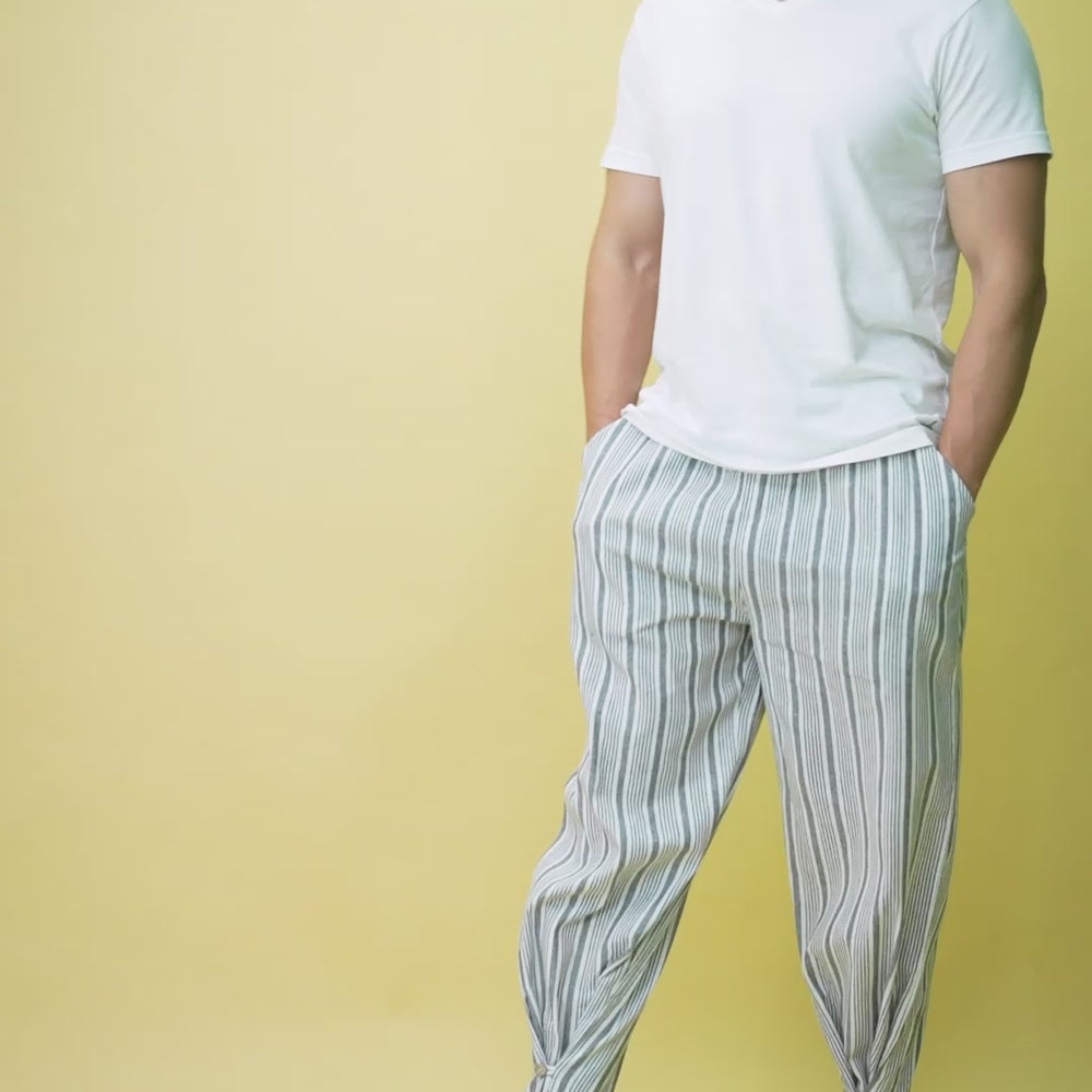 
                      
                        Load and play video in Gallery viewer, Grey Stripe Jogger Pajama
                      
                    