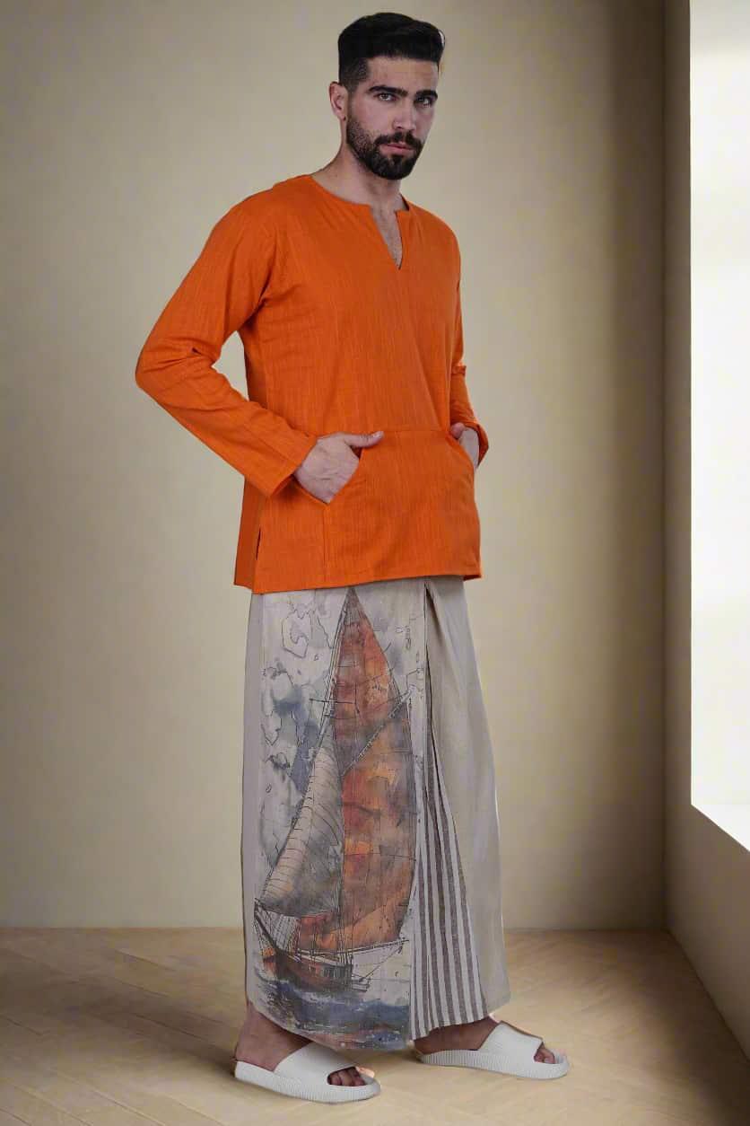 Beige PajamaLungi Kurta Set