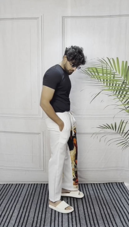 Men White Playfull Pup Pajama