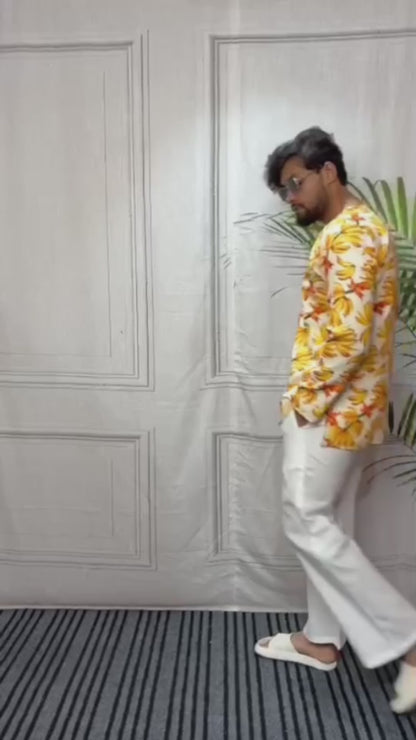 Banana Print V-Neck Kurta